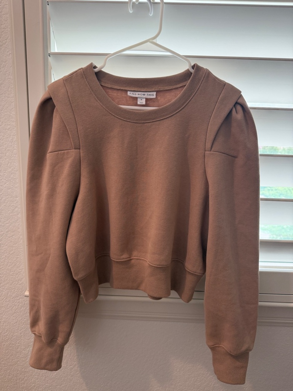 And Now This Brown Puff Sleeve Crewneck Sweatshirt